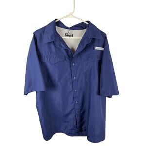 HABIT Men's Short Sleeve Fishing Shirt Size Large Blue Button Front Outdoor